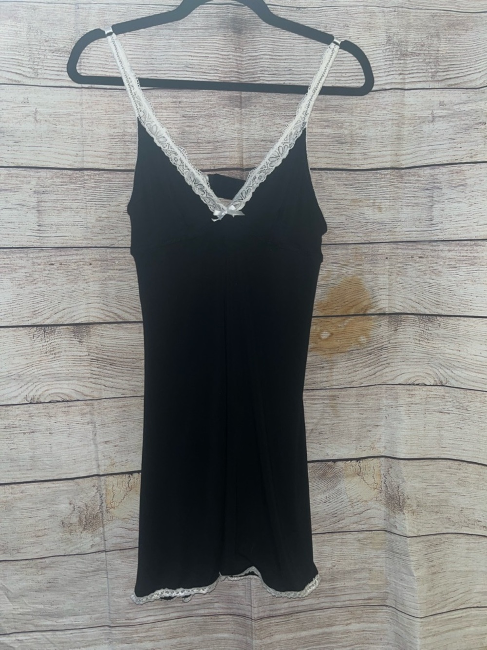 🤎3/$10 Honeydew Intimates Black Slip with White Lace Trim Size Large